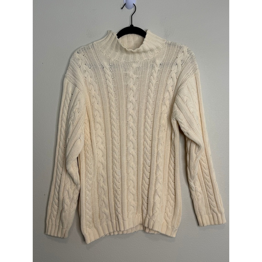 Ralph Lauren Country Vintage 90's 3D Cable Knit Sweater Ivory Chunky S